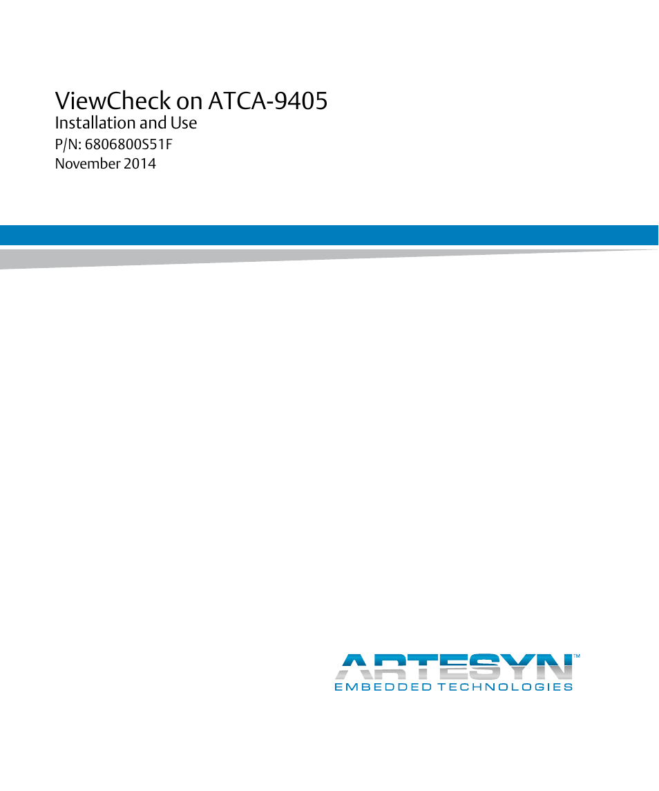 Artesyn ViewCheck on ATCA-9405 Installation and Use (November 2014) User Manual | 88 pages