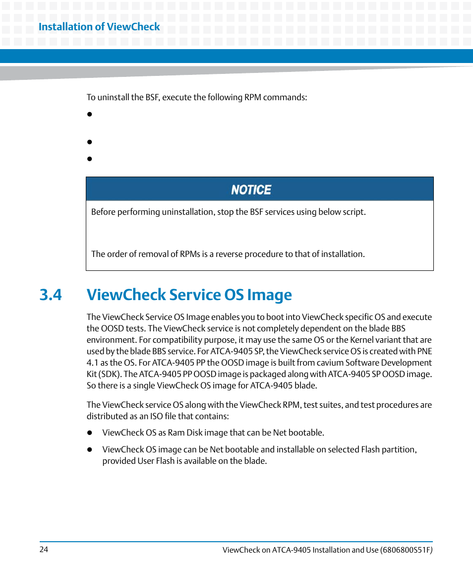 4 viewcheck service os image, Viewcheck service os image | Artesyn ViewCheck on ATCA-9405 Installation and Use (November 2014) User Manual | Page 24 / 88