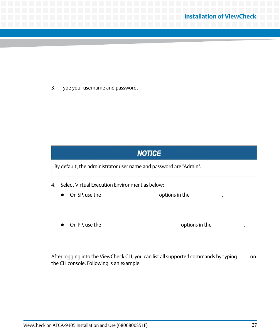 Installation of viewcheck | Artesyn ViewCheck on ATCA-9405 Installation and Use (November 2014) User Manual | Page 27 / 88