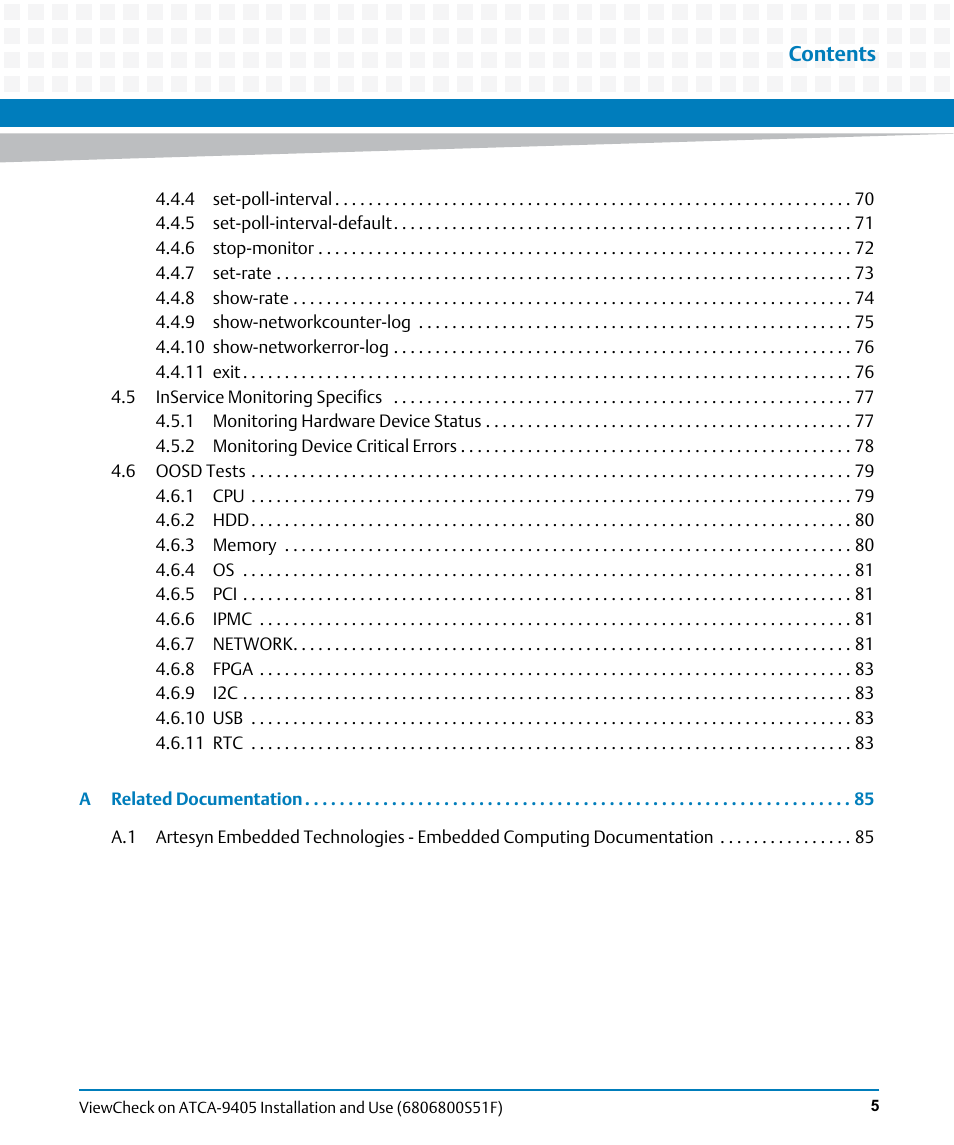 Artesyn ViewCheck on ATCA-9405 Installation and Use (November 2014) User Manual | Page 5 / 88