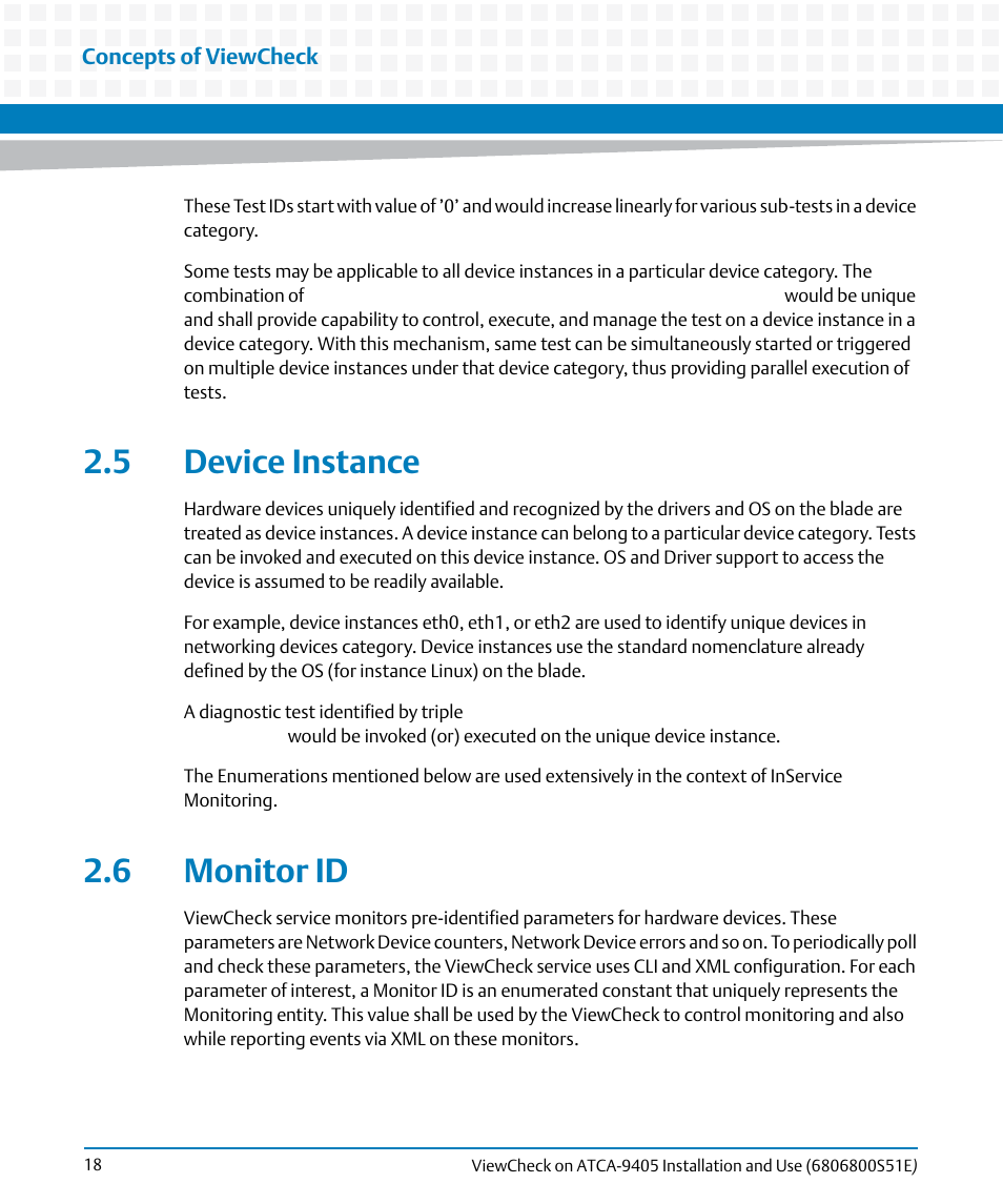 5 device instance, 6 monitor id, 5 device instance 2.6 monitor id | Artesyn ViewCheck on ATCA-9405 Installation and Use (September 2014) User Manual | Page 18 / 90