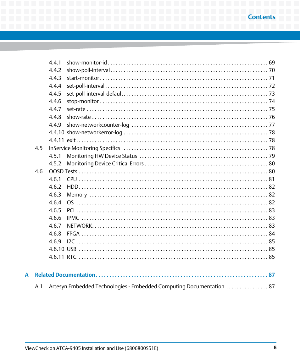 Artesyn ViewCheck on ATCA-9405 Installation and Use (September 2014) User Manual | Page 5 / 90