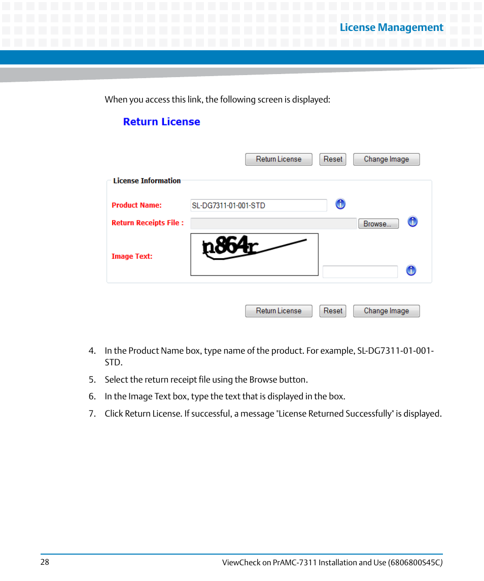 License management | Artesyn ViewCheck on PrAMC-7311 Installation and Use (May 2014) User Manual | Page 28 / 94