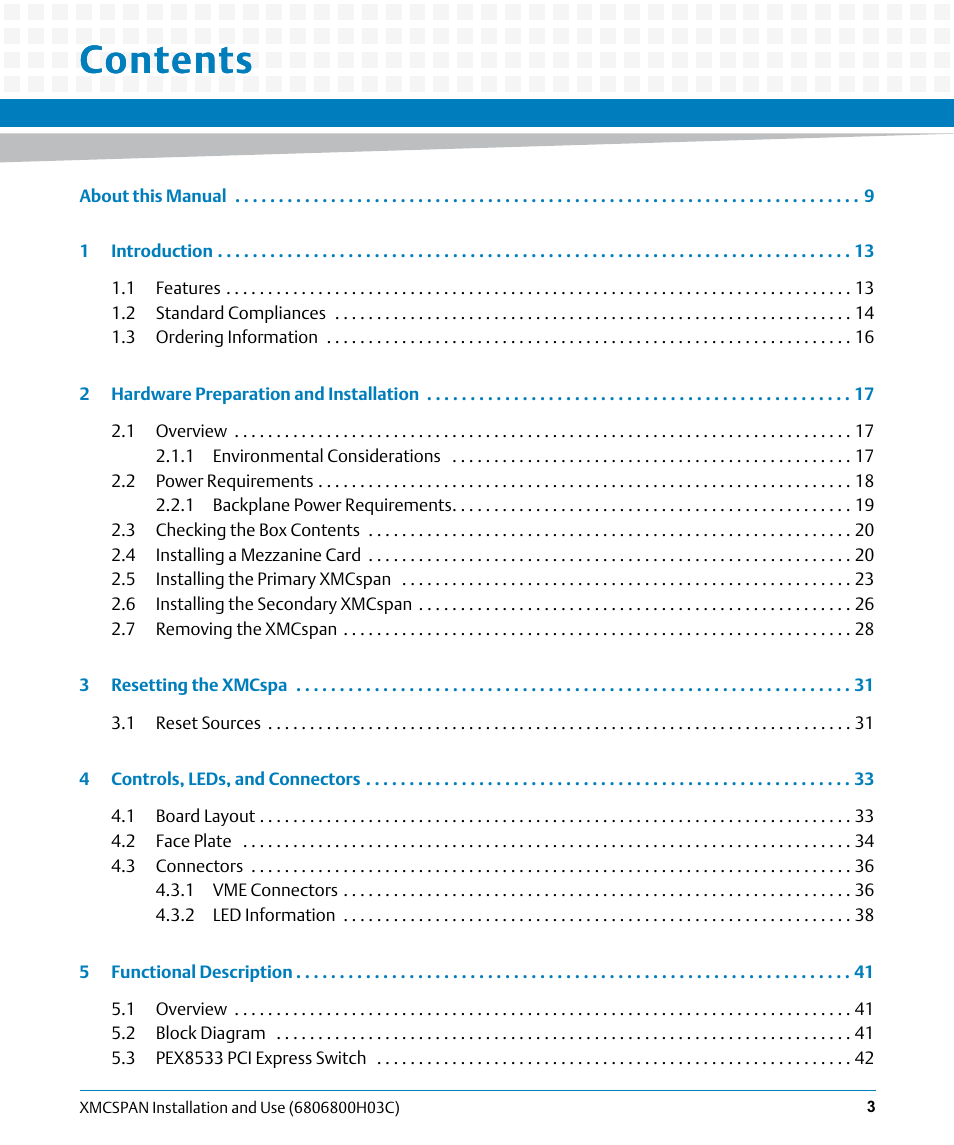 Artesyn XMCspan Installation and Use (June 2014) User Manual | Page 3 / 60