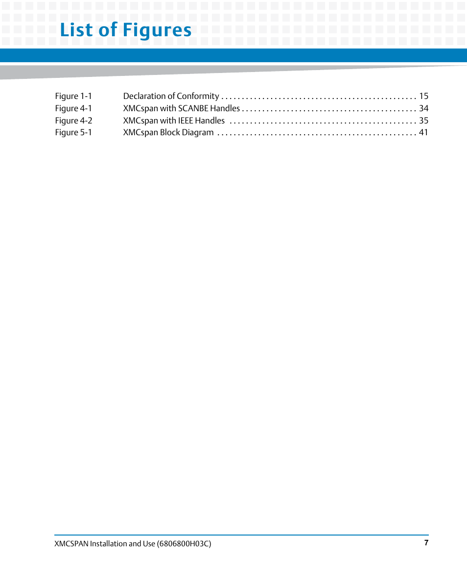 List of figures | Artesyn XMCspan Installation and Use (June 2014) User Manual | Page 7 / 60