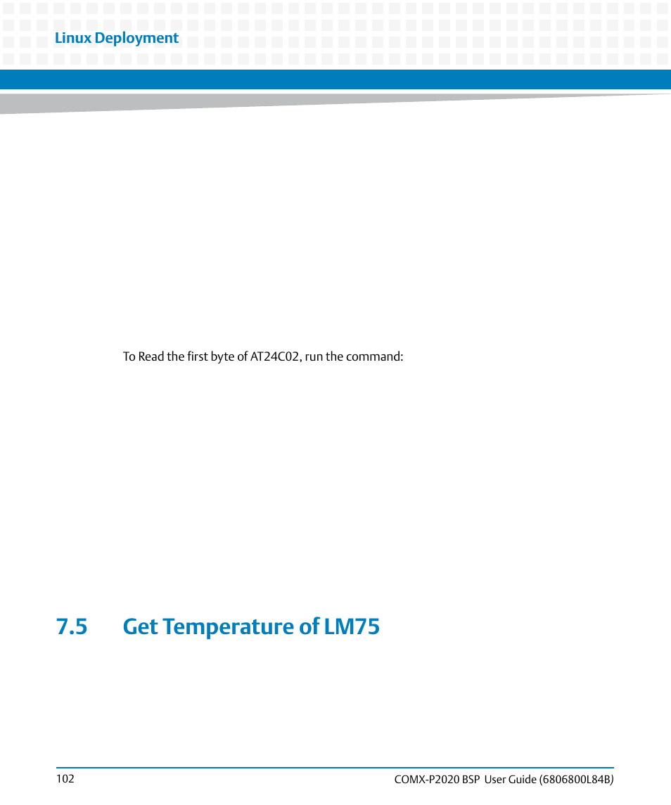 5 get temperature of lm75 | Artesyn COMX-P2020 BSP User Guide (July 2014) User Manual | Page 102 / 106