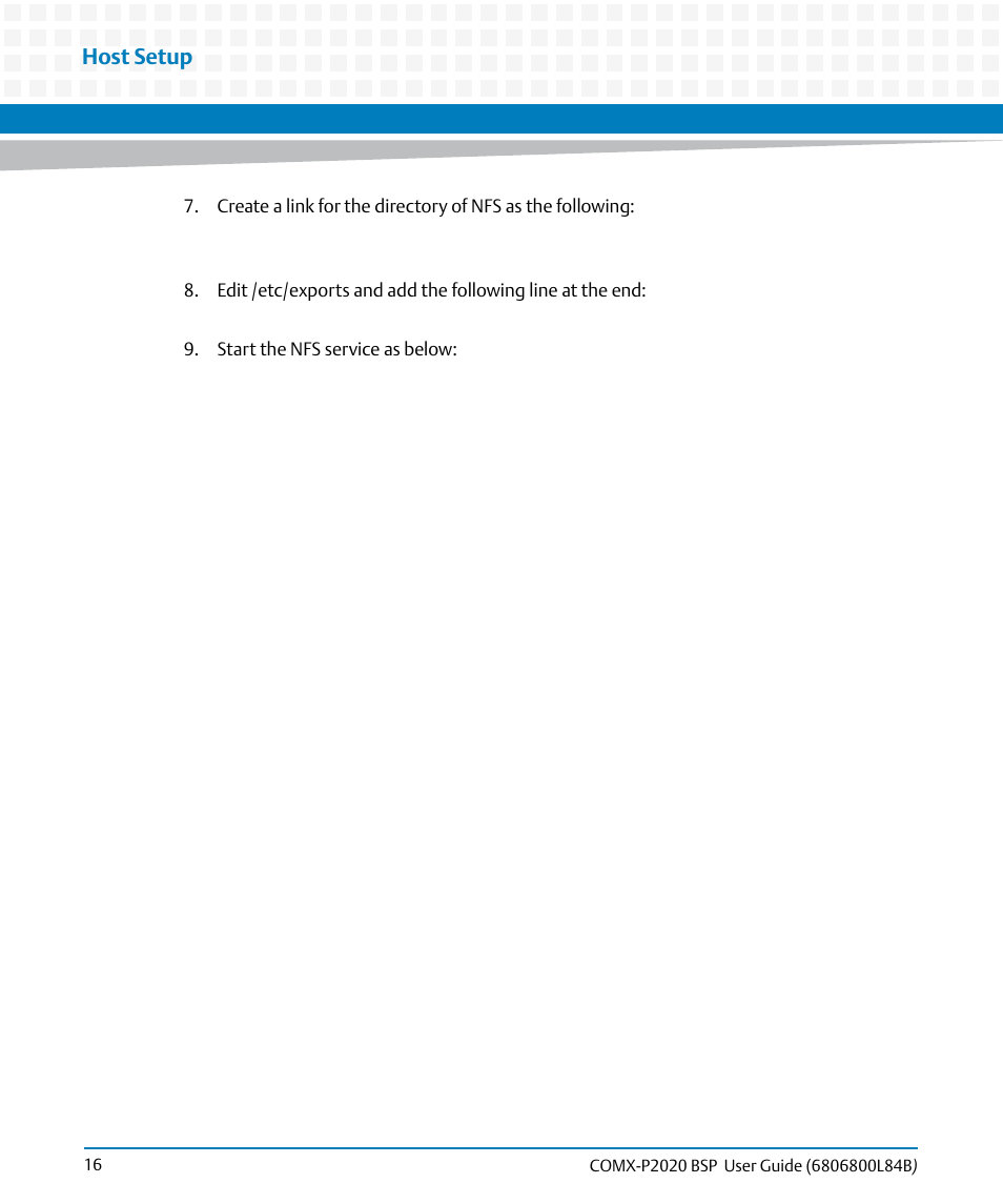 Host setup | Artesyn COMX-P2020 BSP User Guide (July 2014) User Manual | Page 16 / 106