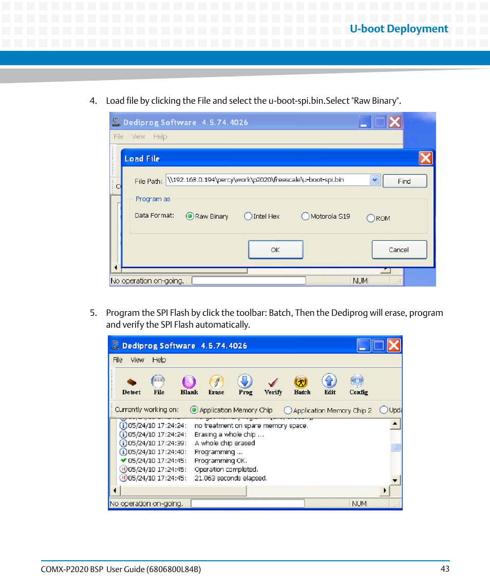 U-boot deployment | Artesyn COMX-P2020 BSP User Guide (July 2014) User Manual | Page 43 / 106