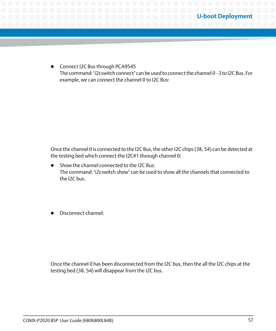 U-boot deployment | Artesyn COMX-P2020 BSP User Guide (July 2014) User Manual | Page 57 / 106