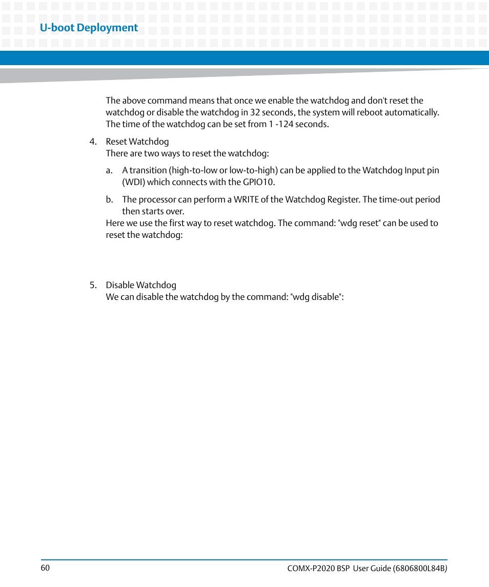 U-boot deployment | Artesyn COMX-P2020 BSP User Guide (July 2014) User Manual | Page 60 / 106