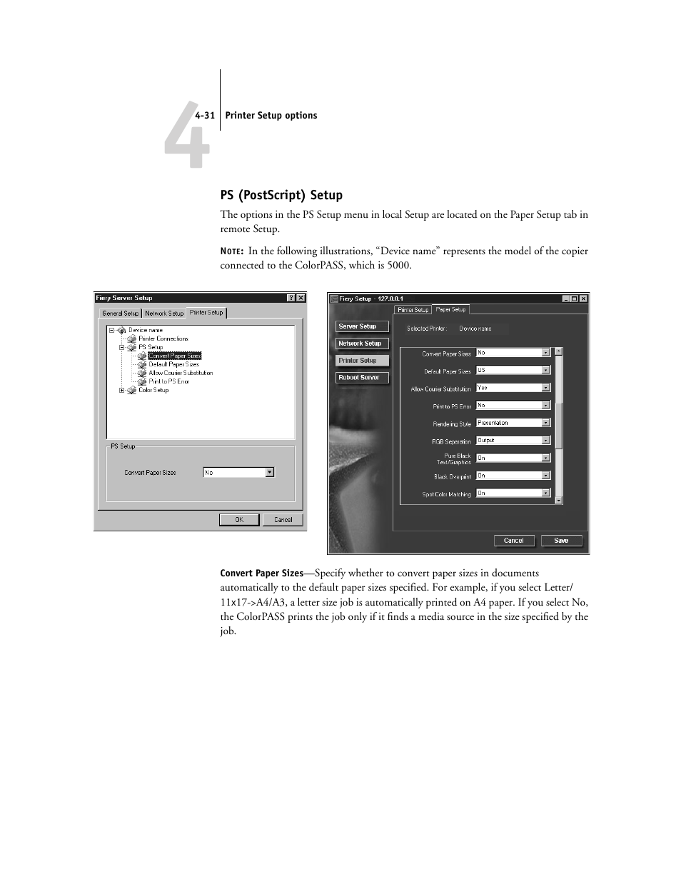 Ps (postscript) setup | Canon Z5000 User Manual | Page 115 / 168