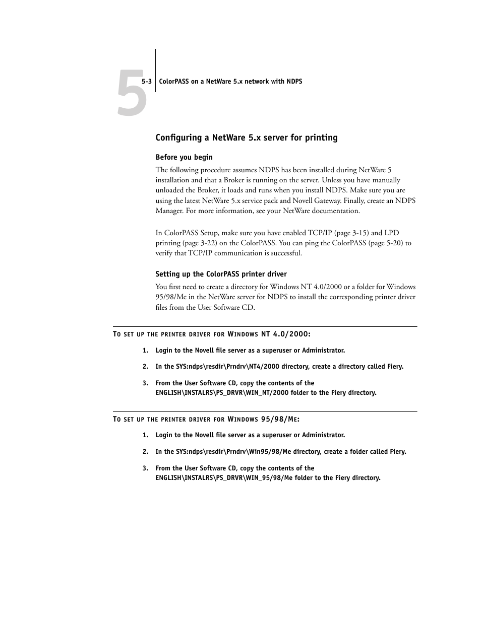 Configuring a netware 5.x server for printing | Canon Z5000 User Manual | Page 123 / 168