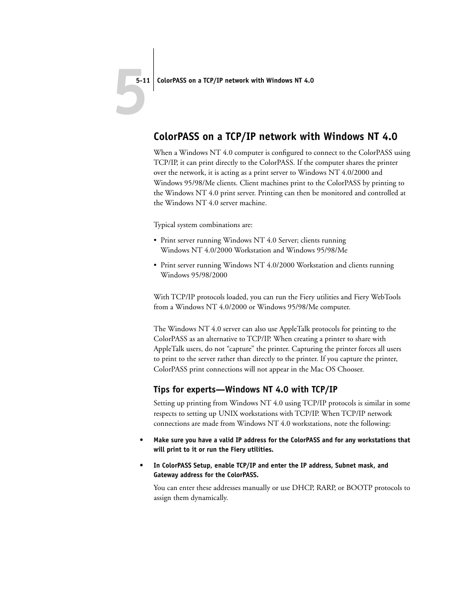 Colorpass on a tcp/ip network with windowsnt4.0, Tips for experts—windowsnt4.0 with tcp/ip, Colorpass on a tcp/ip network with windows nt 4.0 | Tips for experts—windows nt 4.0 with tcp/ip | Canon Z5000 User Manual | Page 131 / 168