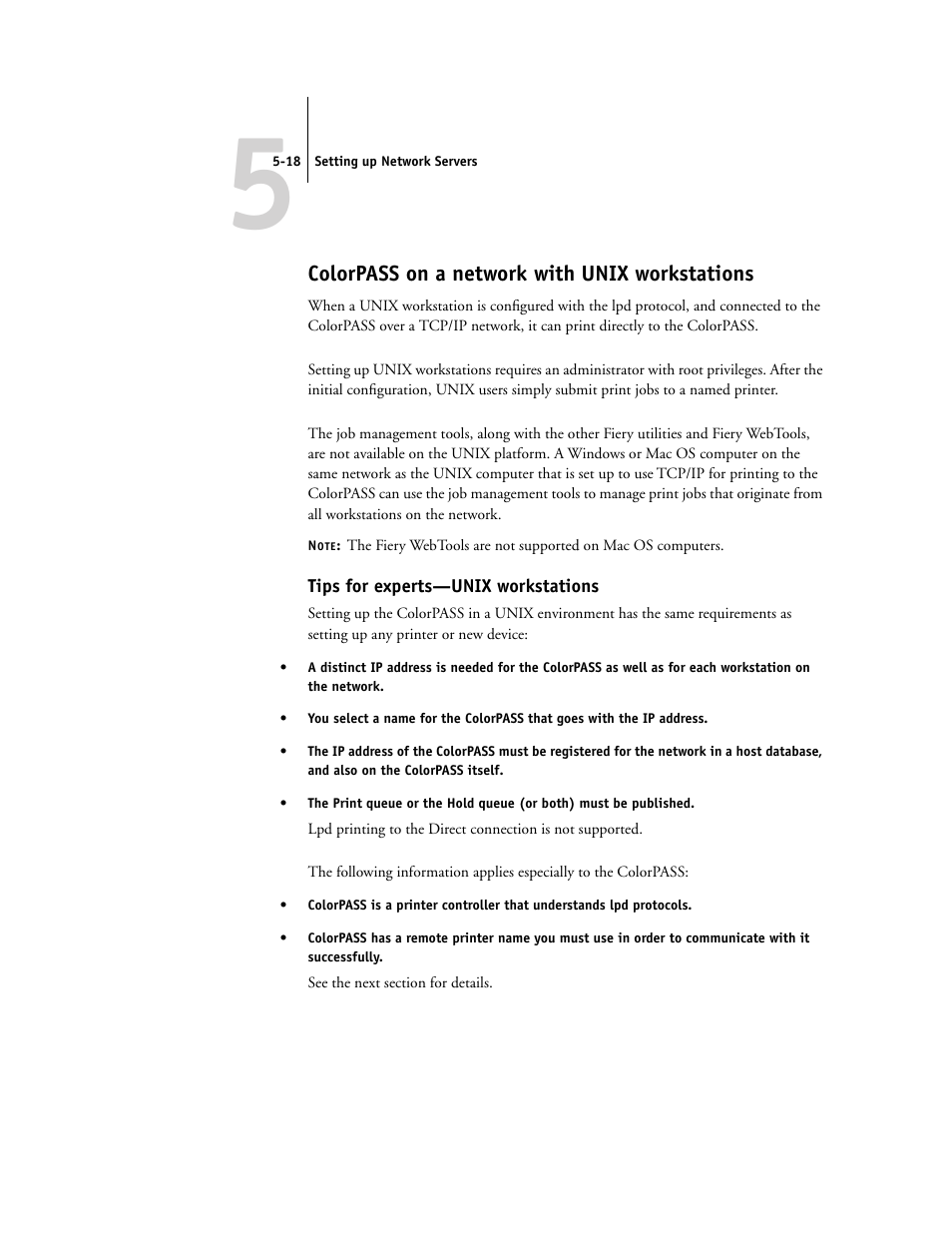 Colorpass on a network with unix workstations, Tips for experts—unix workstations, E 5-18 | Canon Z5000 User Manual | Page 138 / 168