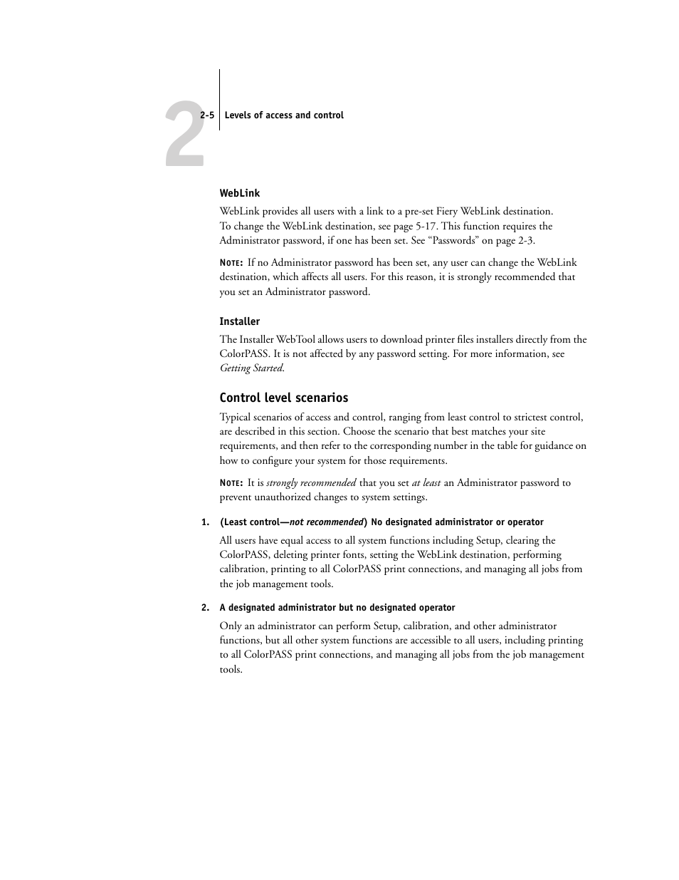 Control level scenarios | Canon Z5000 User Manual | Page 31 / 168