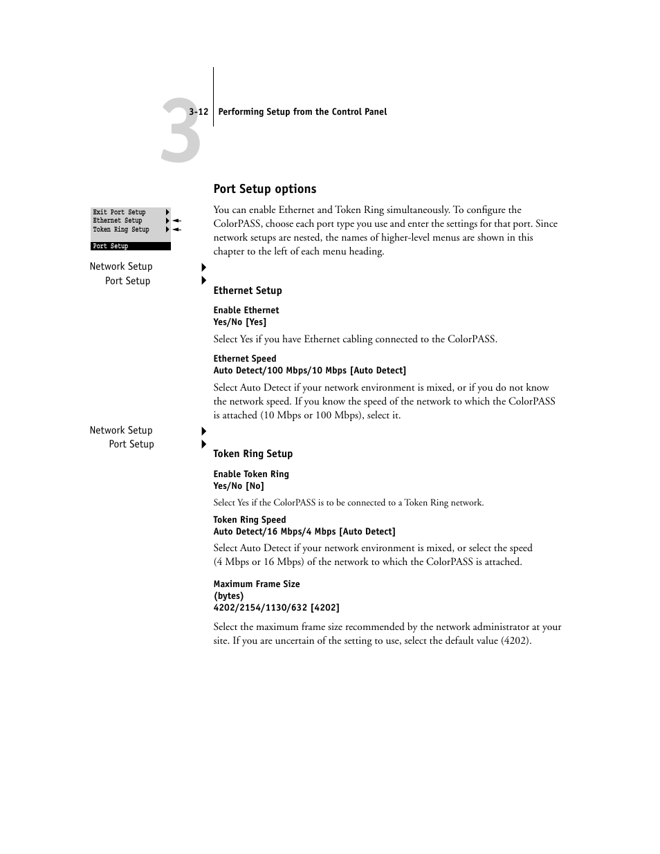 Port setup options | Canon Z5000 User Manual | Page 48 / 168