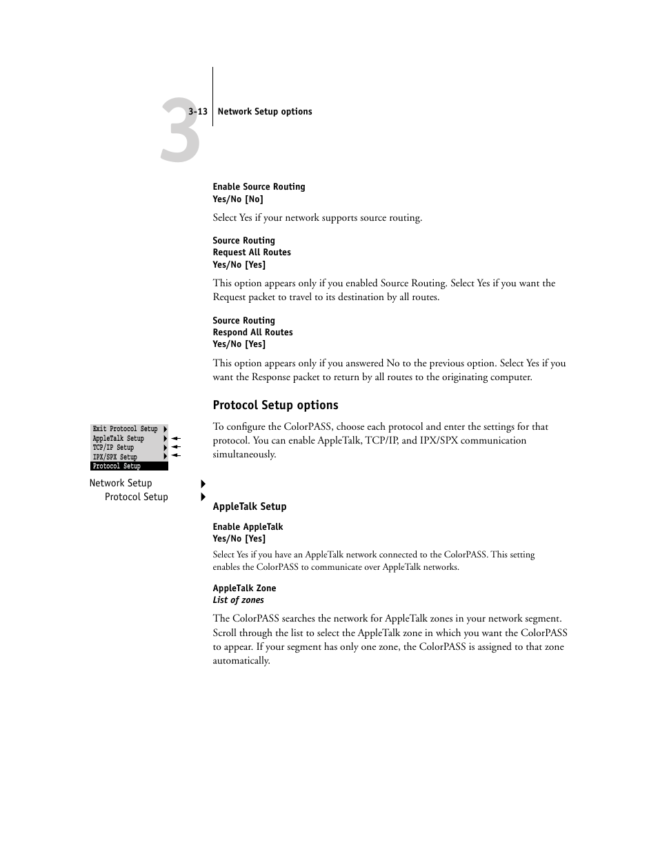 Protocol setup options | Canon Z5000 User Manual | Page 49 / 168