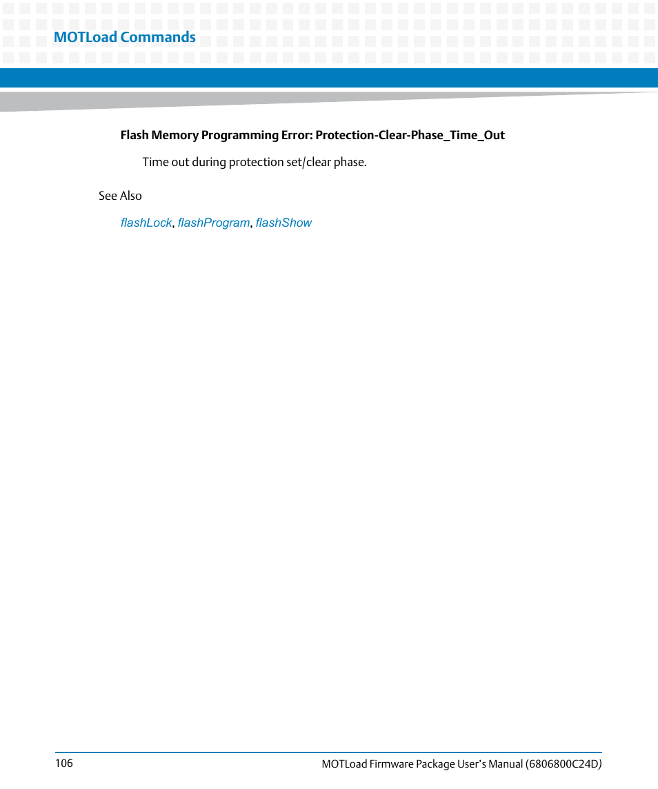 Motload commands | Artesyn MOTLoad Firmware Package User's Manual (February 2015) User Manual | Page 106 / 282