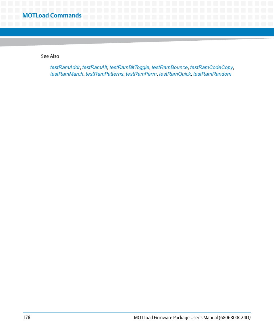 Motload commands | Artesyn MOTLoad Firmware Package User's Manual (February 2015) User Manual | Page 178 / 282