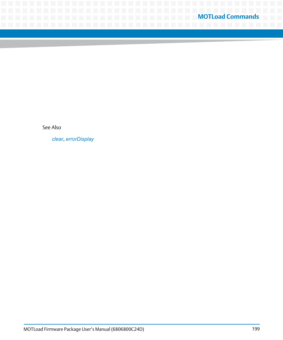 Motload commands | Artesyn MOTLoad Firmware Package User's Manual (February 2015) User Manual | Page 199 / 282