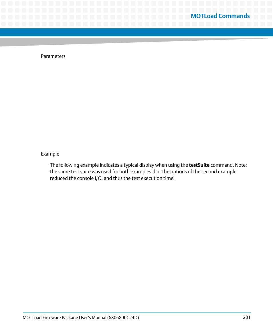 Motload commands | Artesyn MOTLoad Firmware Package User's Manual (February 2015) User Manual | Page 201 / 282