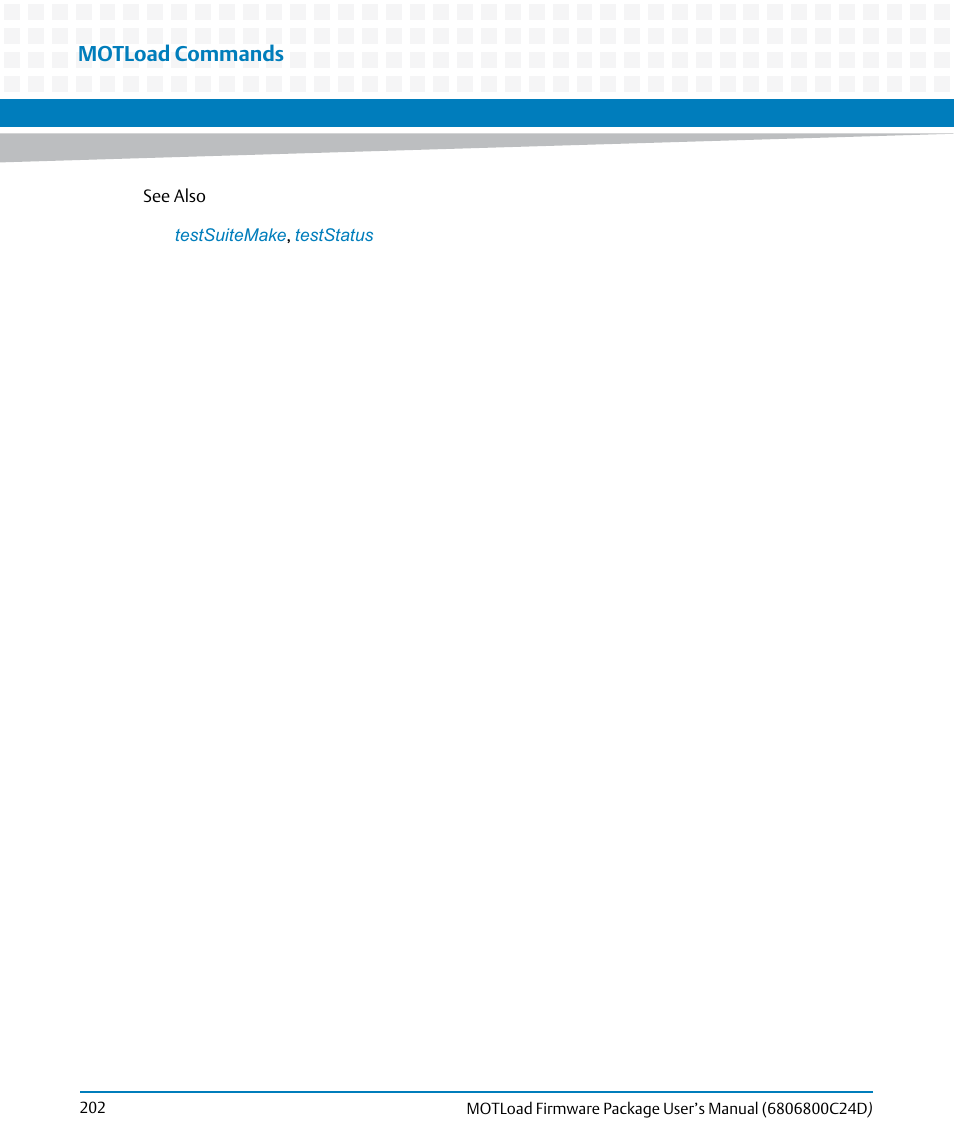 Motload commands | Artesyn MOTLoad Firmware Package User's Manual (February 2015) User Manual | Page 202 / 282