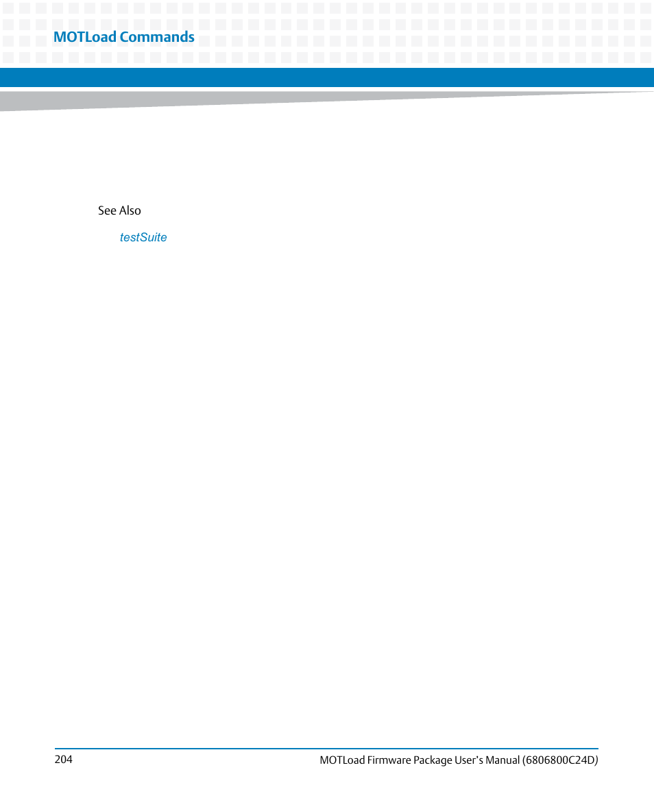 Motload commands | Artesyn MOTLoad Firmware Package User's Manual (February 2015) User Manual | Page 204 / 282