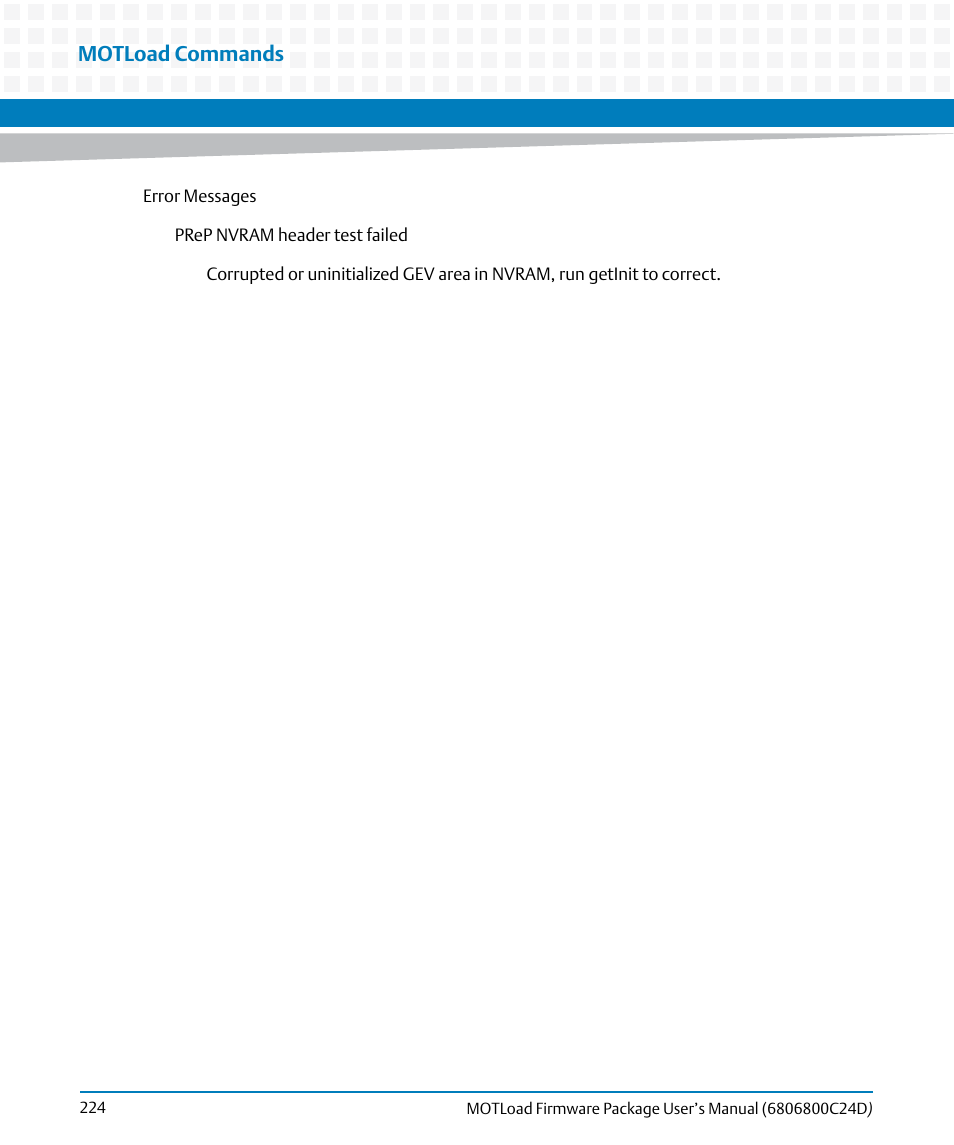 Motload commands | Artesyn MOTLoad Firmware Package User's Manual (February 2015) User Manual | Page 224 / 282