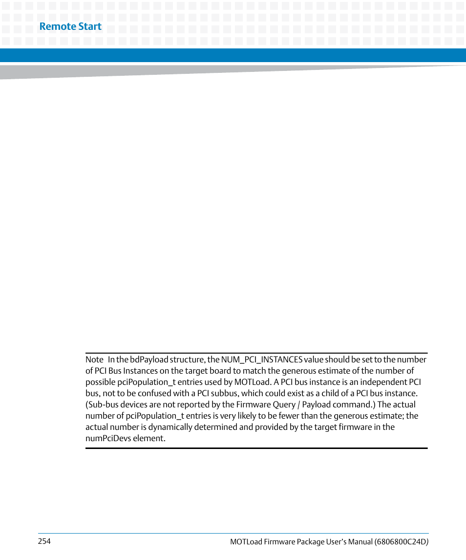 Remote start | Artesyn MOTLoad Firmware Package User's Manual (February 2015) User Manual | Page 254 / 282
