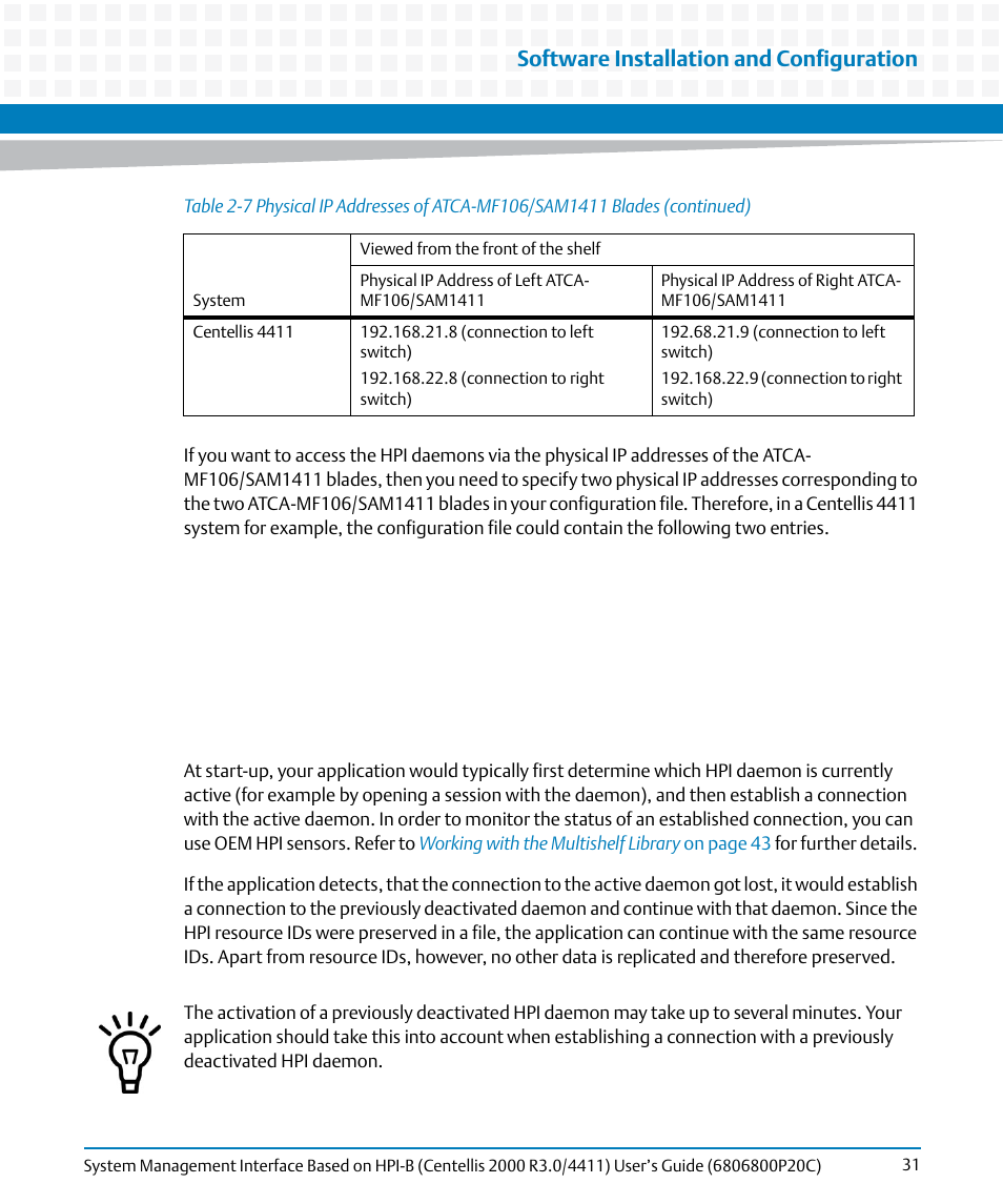 Software installation and configuration | Artesyn System Management Interface Based on HPI-B (Centellis 2000 R3.0/4411) User's Guide (June 2014) User Manual | Page 31 / 136