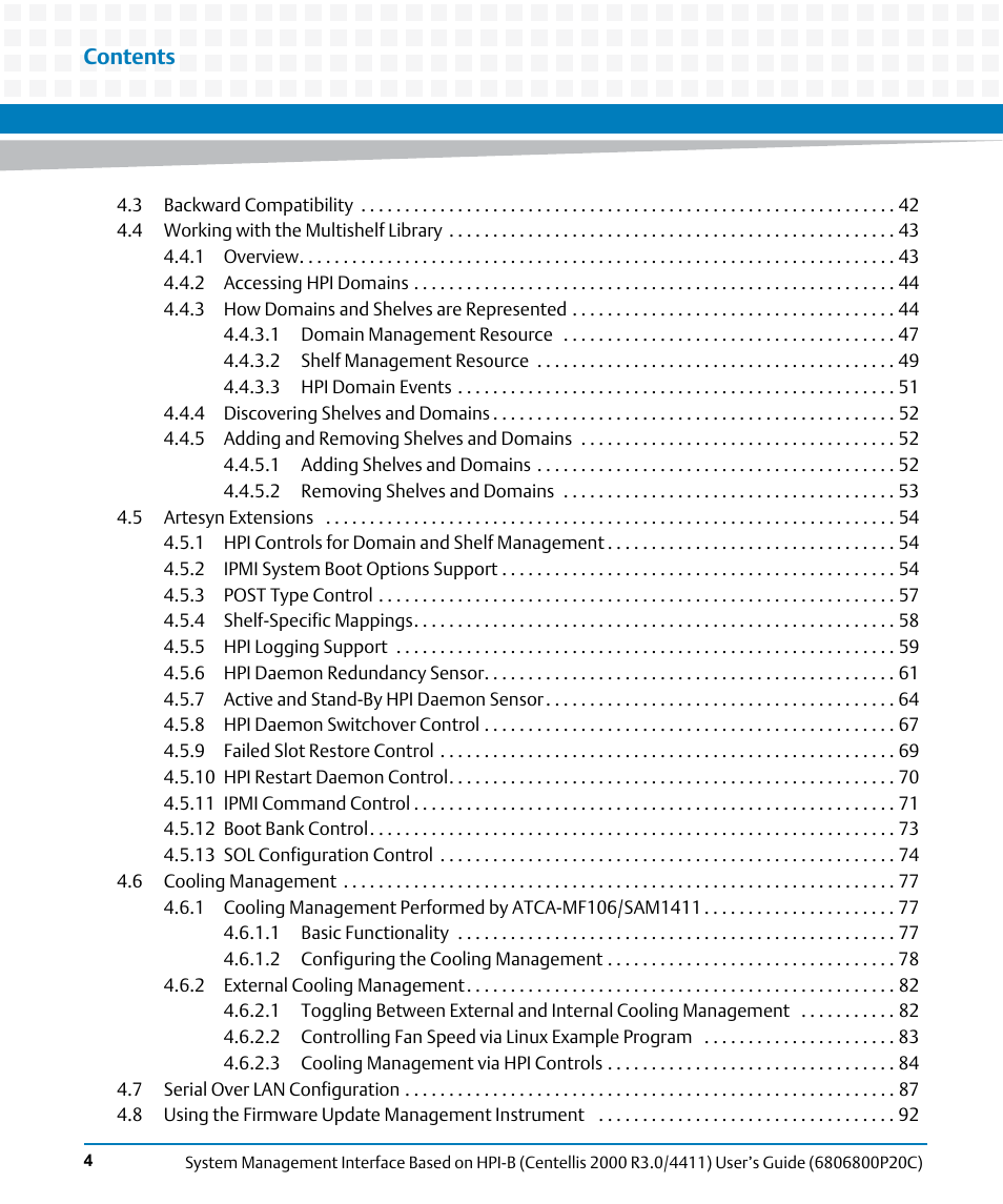 Artesyn System Management Interface Based on HPI-B (Centellis 2000 R3.0/4411) User's Guide (June 2014) User Manual | Page 4 / 136