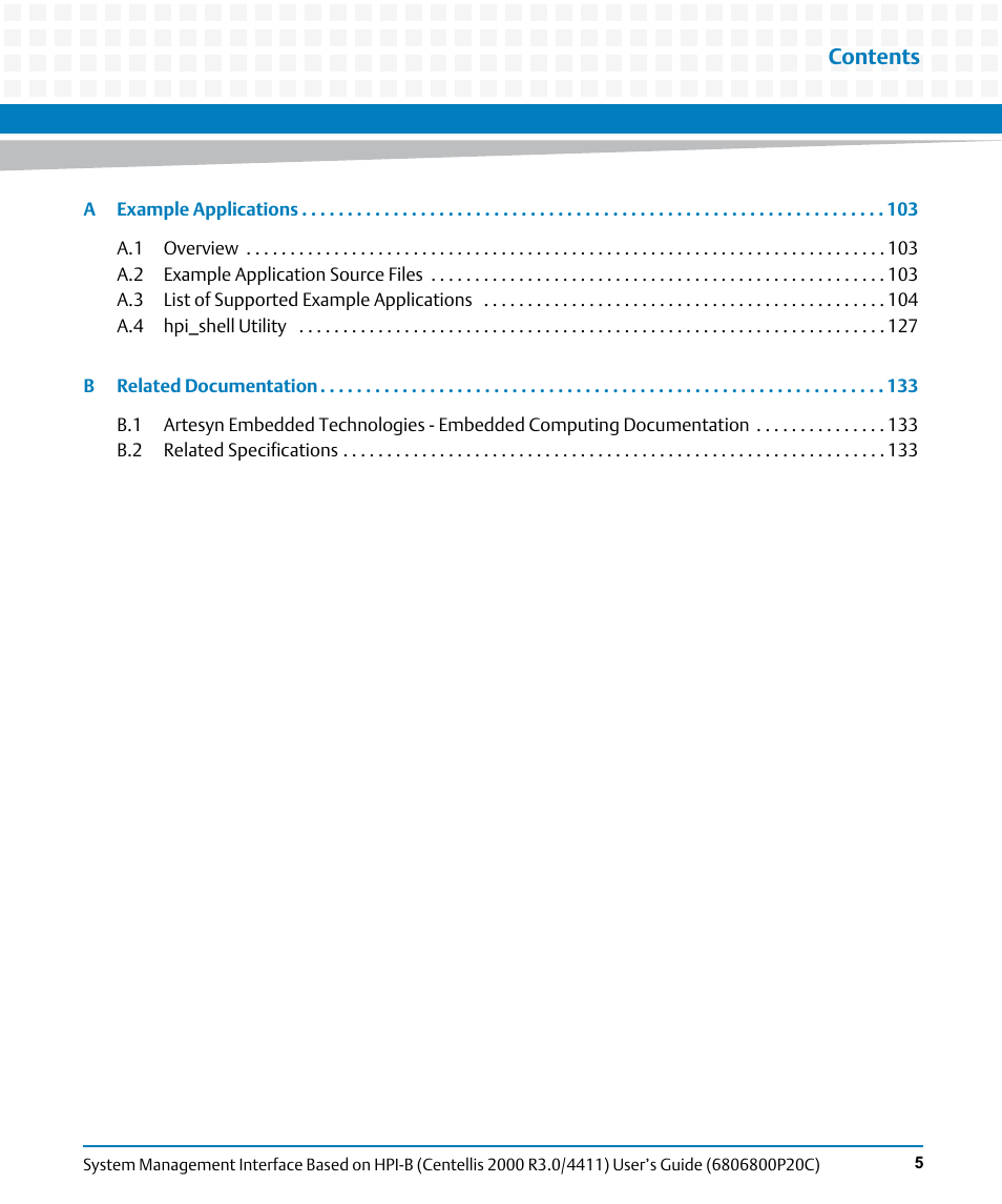 Artesyn System Management Interface Based on HPI-B (Centellis 2000 R3.0/4411) User's Guide (June 2014) User Manual | Page 5 / 136