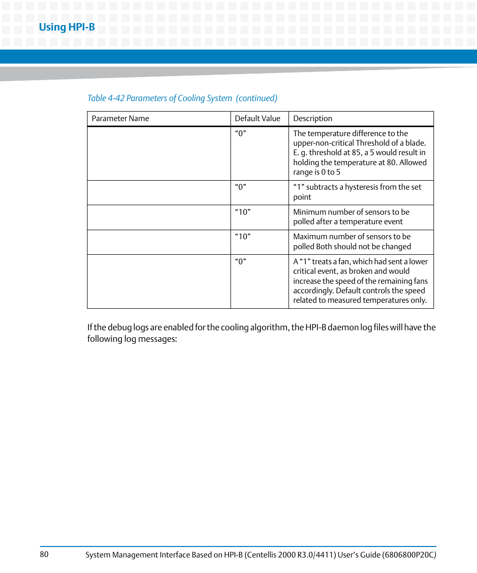 Using hpi-b | Artesyn System Management Interface Based on HPI-B (Centellis 2000 R3.0/4411) User's Guide (June 2014) User Manual | Page 80 / 136