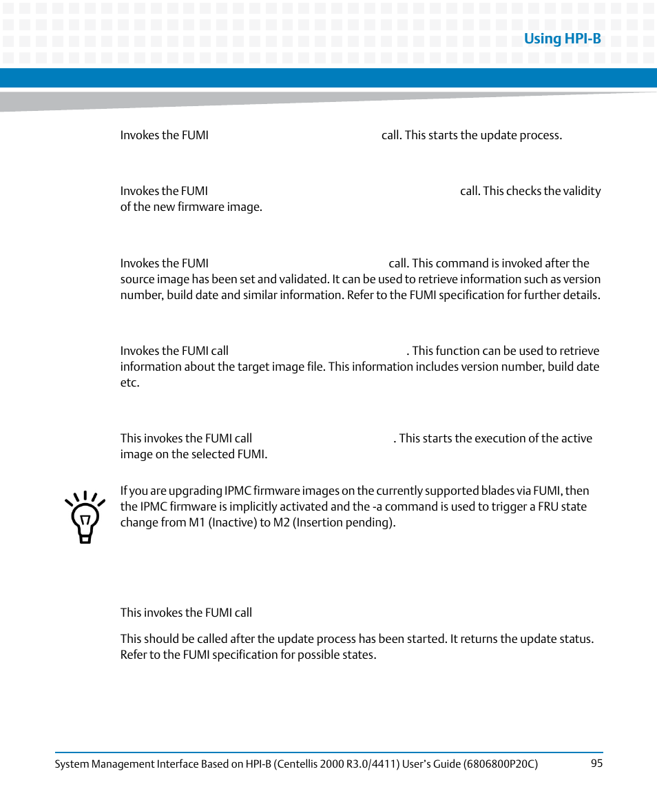 Using hpi-b | Artesyn System Management Interface Based on HPI-B (Centellis 2000 R3.0/4411) User's Guide (June 2014) User Manual | Page 95 / 136