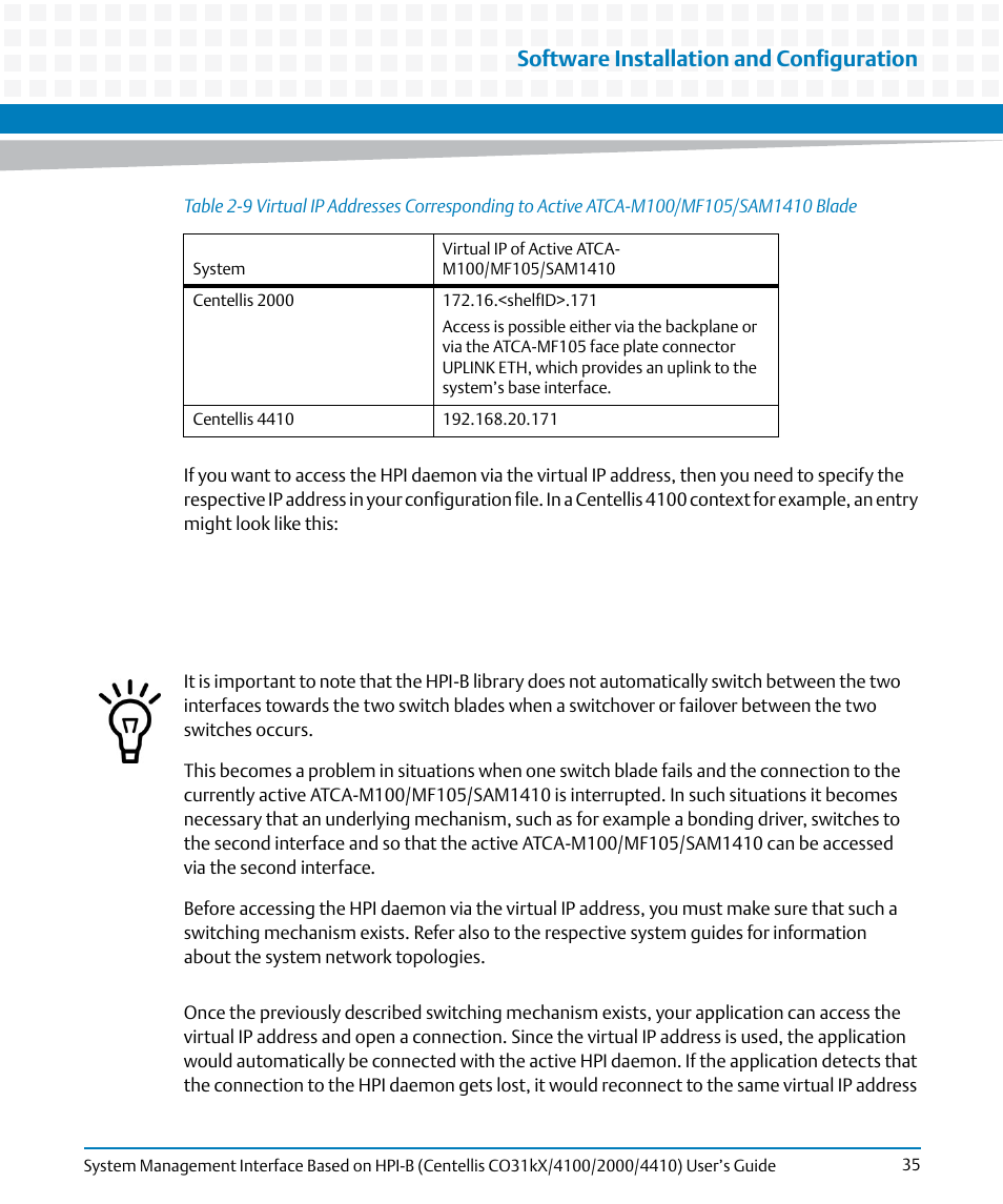 Software installation and configuration | Artesyn System Management Interface Based on HPI-B (Centellis CO 31kX-4100-2000-4410) (June 2014) User Manual | Page 35 / 114