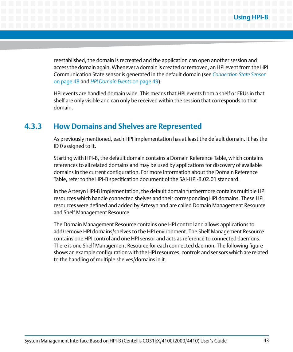 3 how domains and shelves are represented | Artesyn System Management Interface Based on HPI-B (Centellis CO 31kX-4100-2000-4410) (June 2014) User Manual | Page 43 / 114