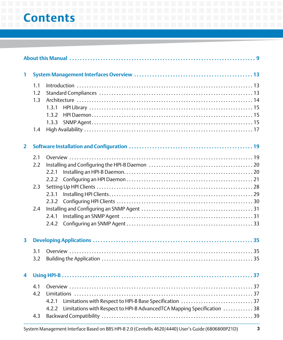 Artesyn System Management Interface Based on HPI-B 2.0(Centellis 4620/4440) User's Guide (June 2014) User Manual | Page 3 / 94