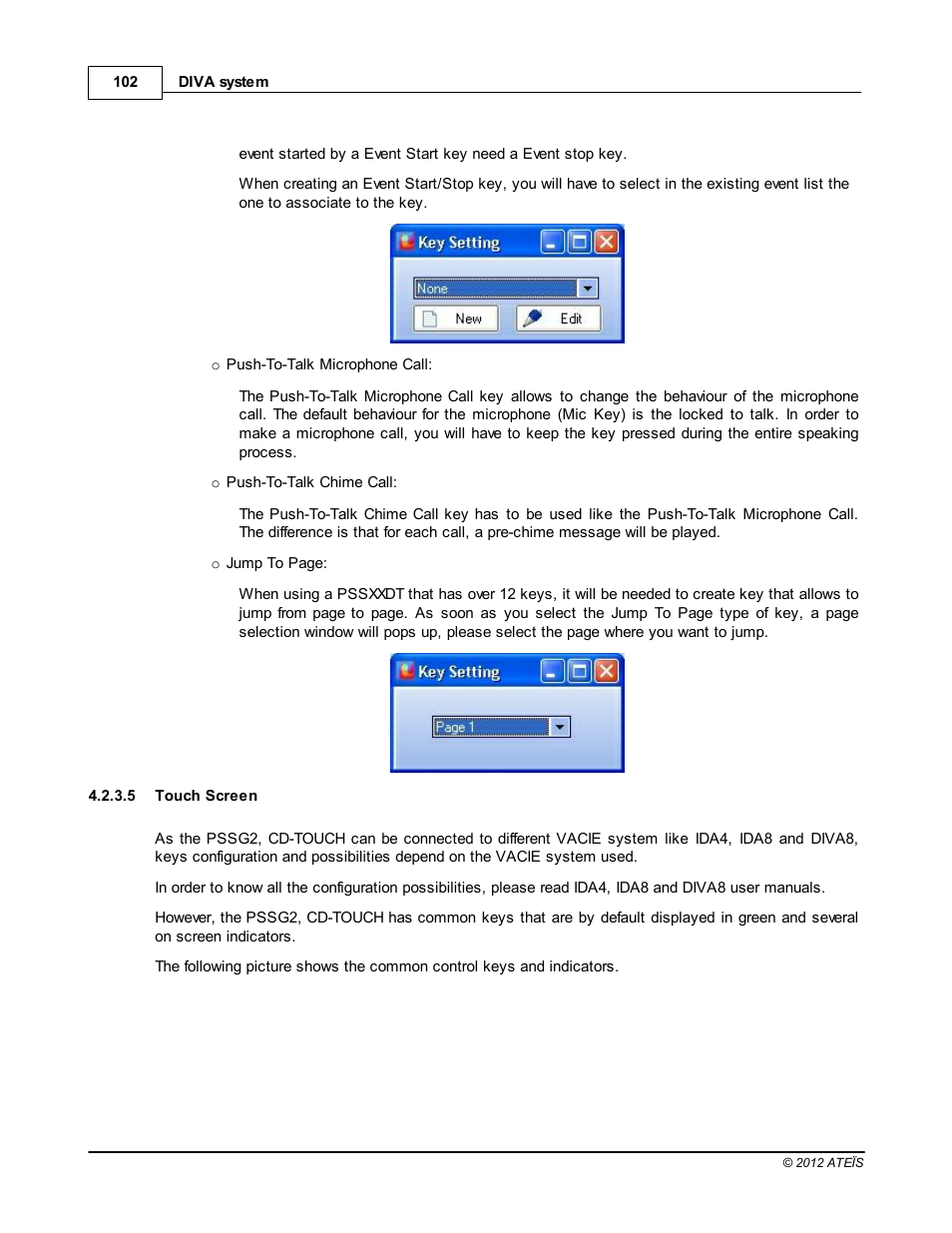 Touch screen | ATEIS DIVA8G2 User Manual | Page 102 / 277