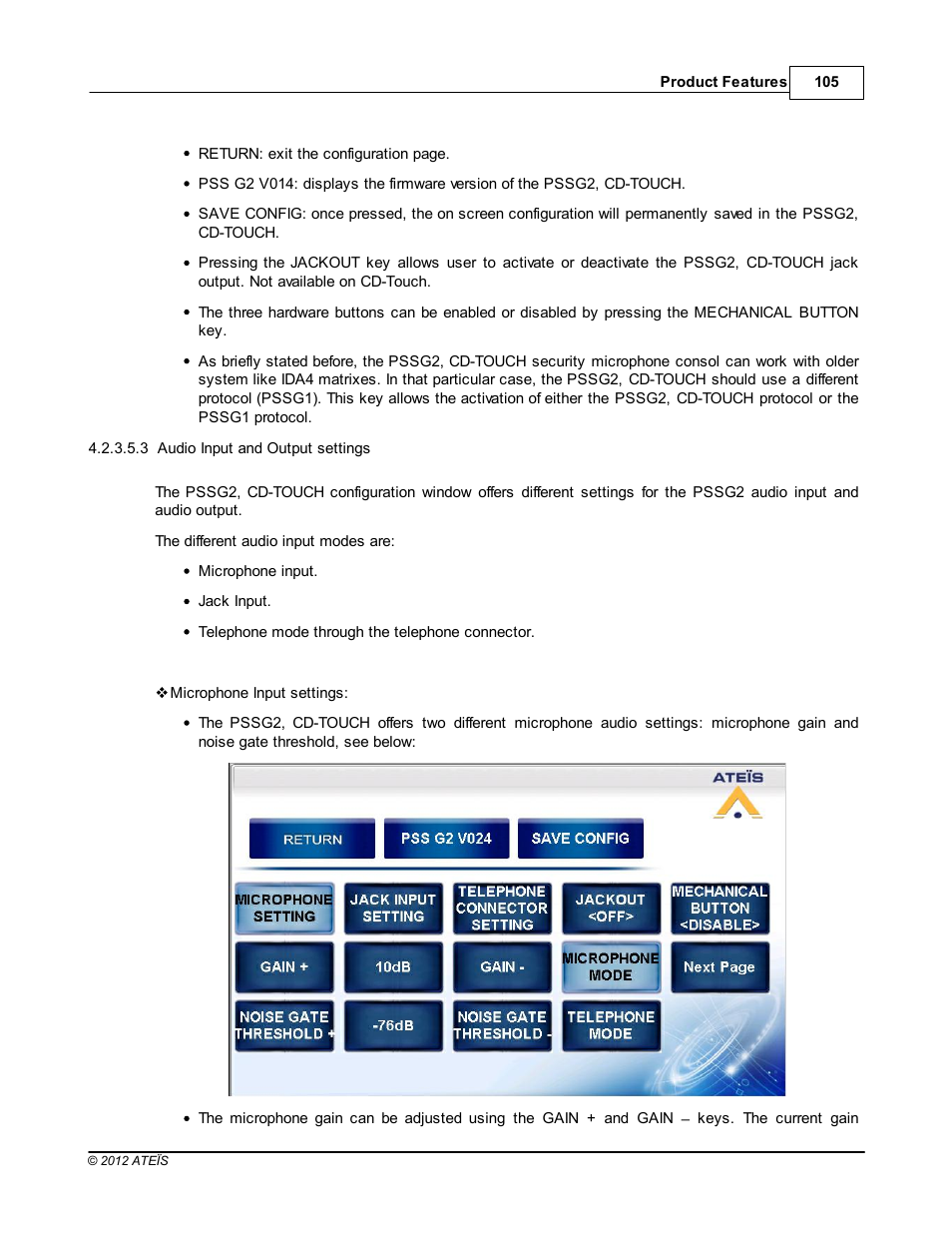 Audio input and output settings | ATEIS DIVA8G2 User Manual | Page 105 / 277