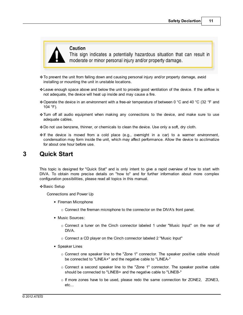 Quick start, 3quick start | ATEIS DIVA8G2 User Manual | Page 11 / 277