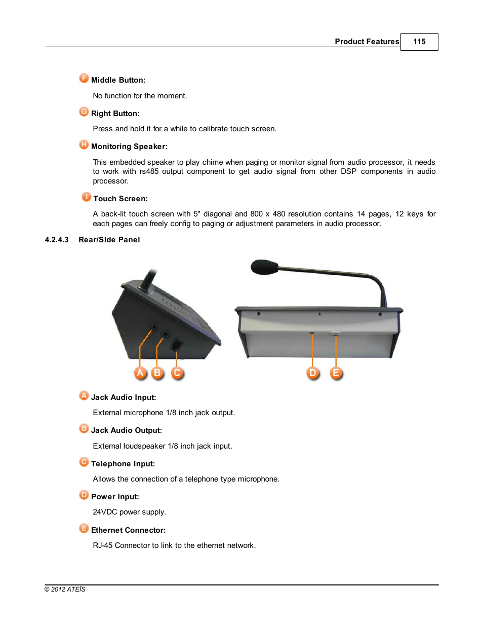 Rear/side panel | ATEIS DIVA8G2 User Manual | Page 115 / 277
