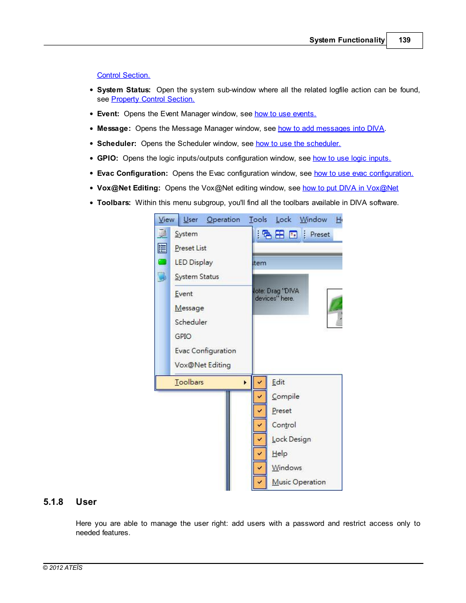 User | ATEIS DIVA8G2 User Manual | Page 139 / 277