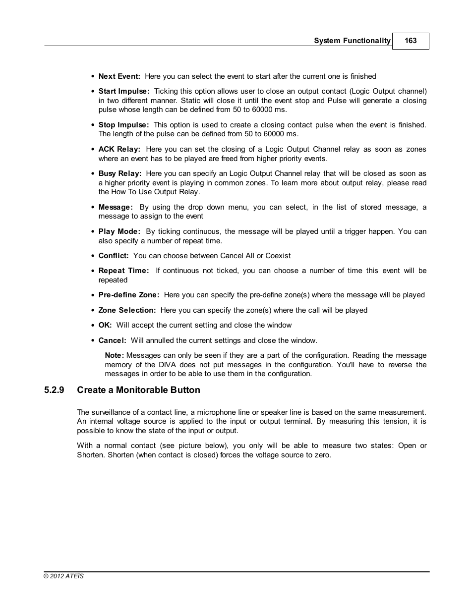 Create a monitorable button | ATEIS DIVA8G2 User Manual | Page 163 / 277