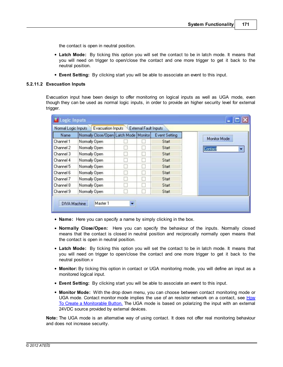 Evacuation inputs | ATEIS DIVA8G2 User Manual | Page 171 / 277