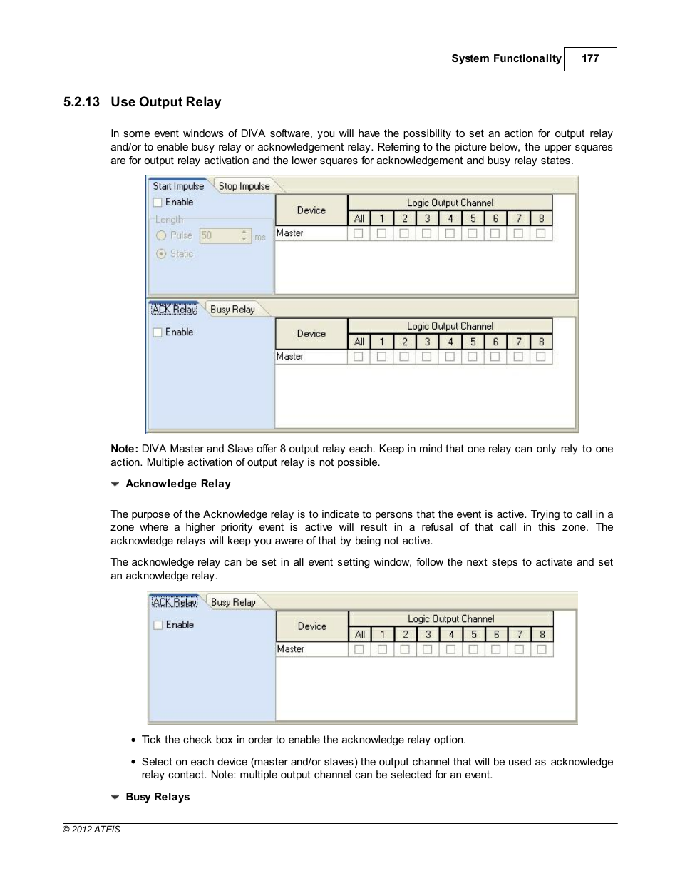 Use output relay | ATEIS DIVA8G2 User Manual | Page 177 / 277