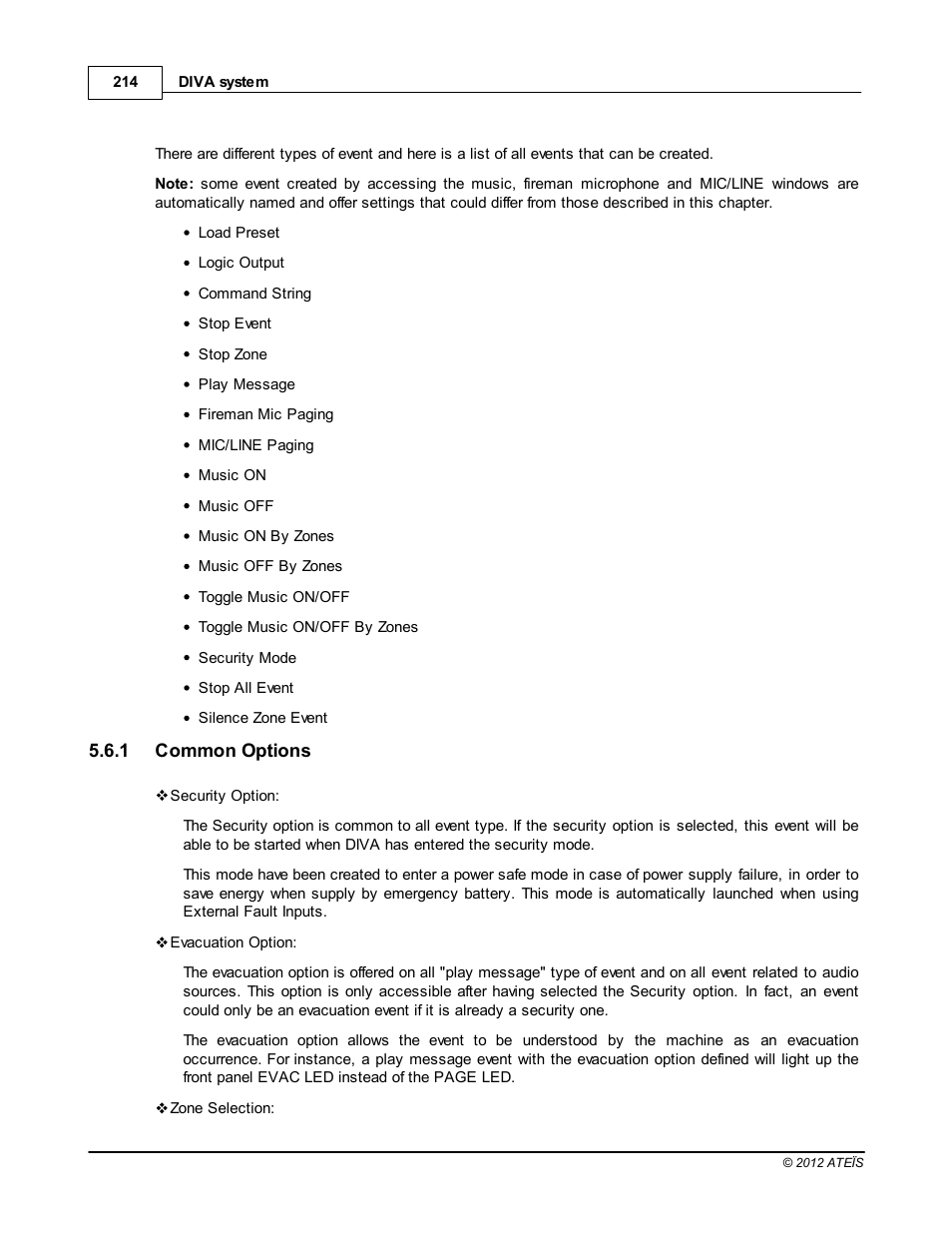 Common options, Event chapter | ATEIS DIVA8G2 User Manual | Page 214 / 277
