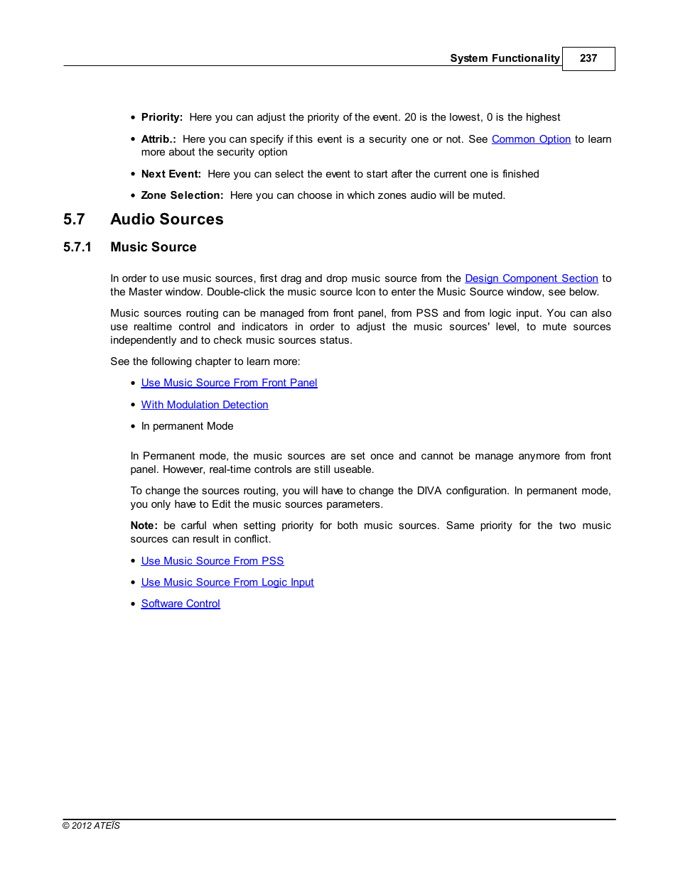 Audio sources, Music source, How to use | How to use music source, 7 audio sources | ATEIS DIVA8G2 User Manual | Page 237 / 277