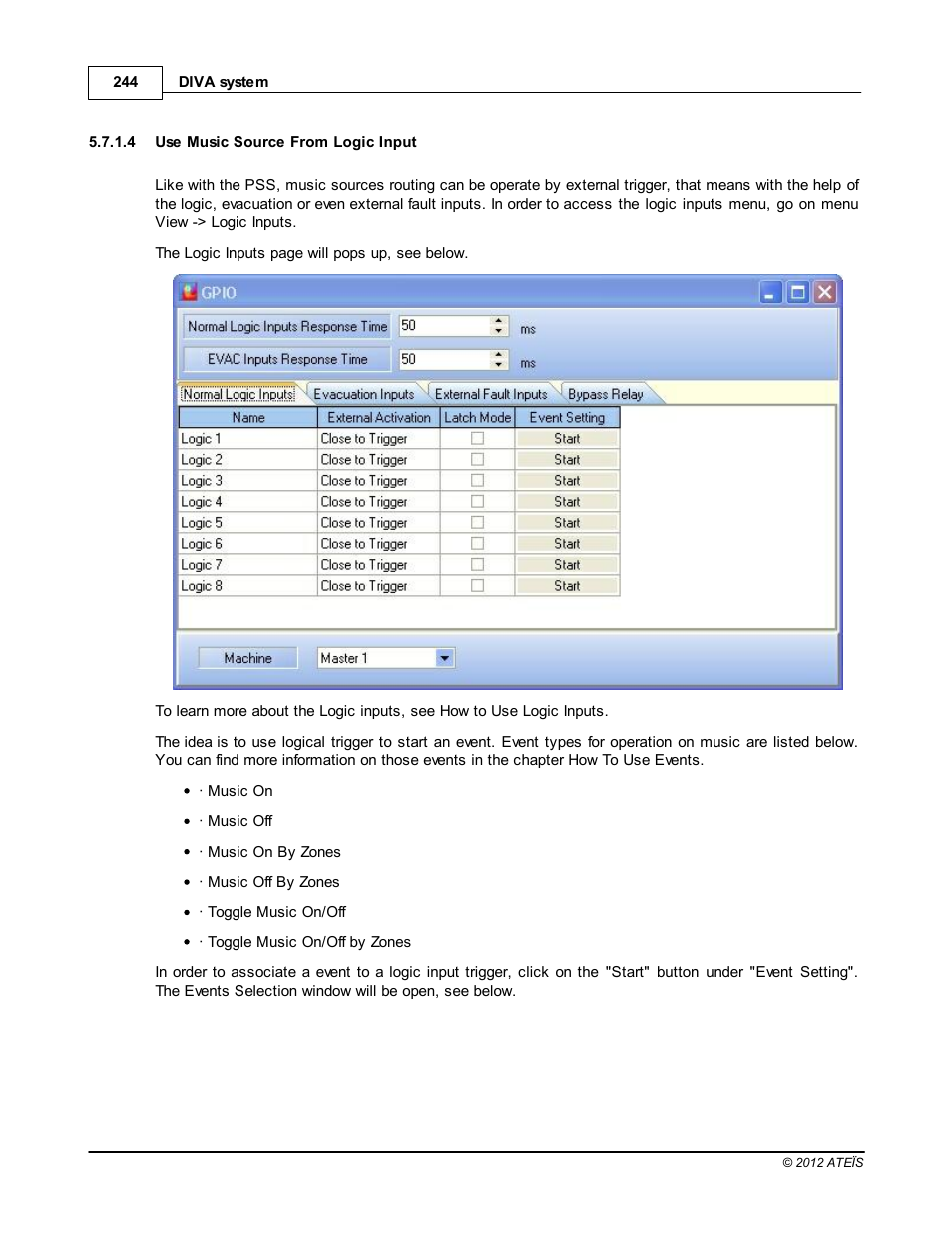Use music source from logic input | ATEIS DIVA8G2 User Manual | Page 244 / 277