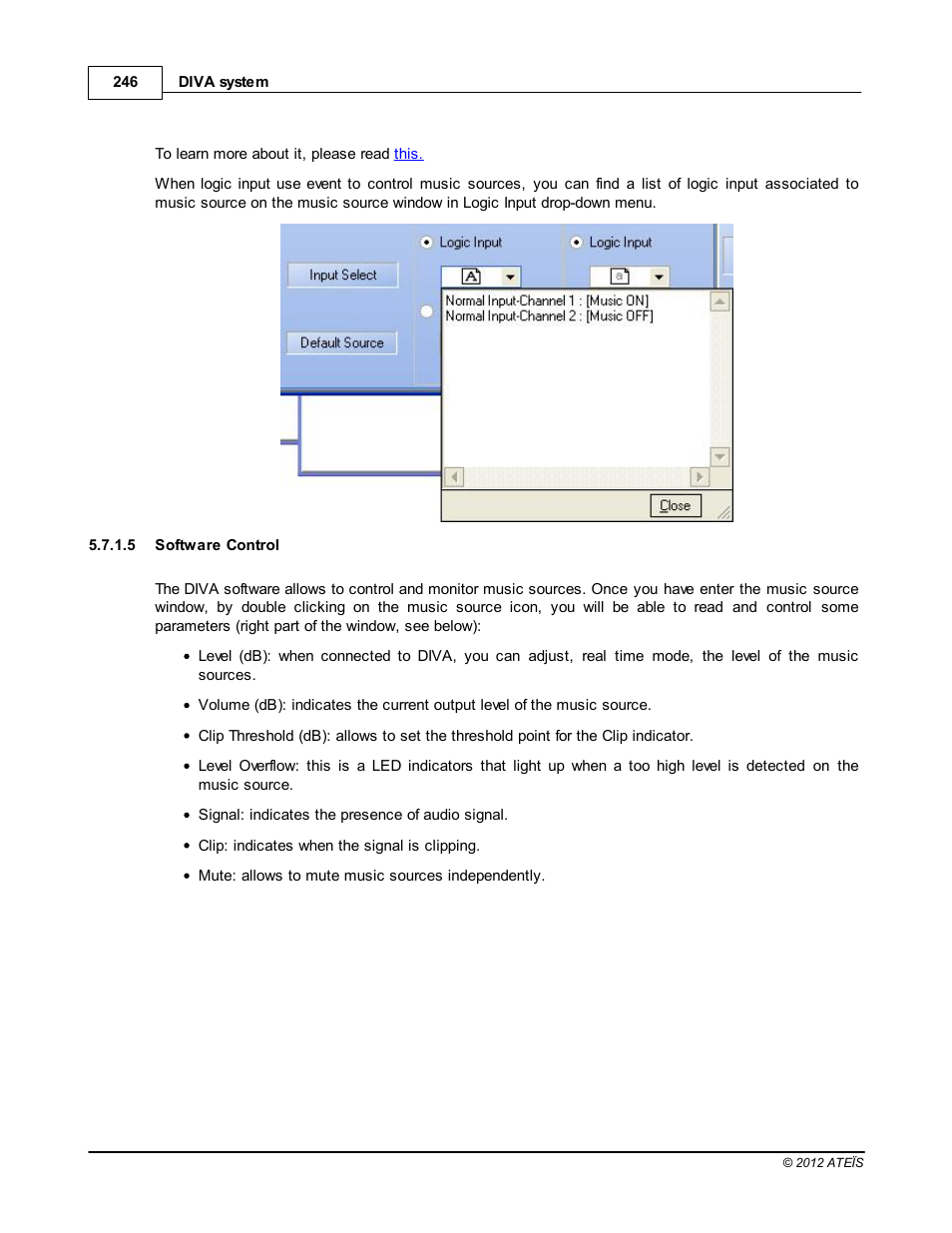 Software control | ATEIS DIVA8G2 User Manual | Page 246 / 277