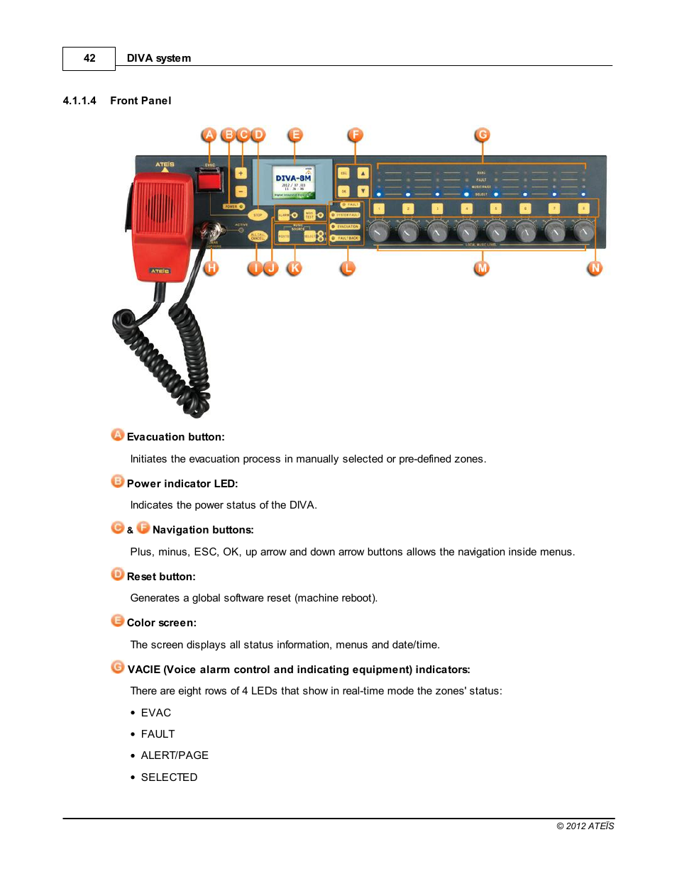 Front panel | ATEIS DIVA8G2 User Manual | Page 42 / 277